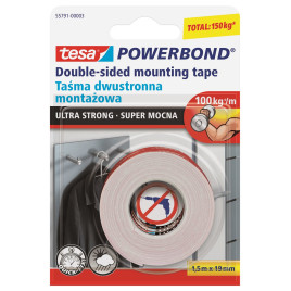 Dwustronna taśma montażowa tesa POWERBOND ULTRA STRONG 1,5m x 19mm