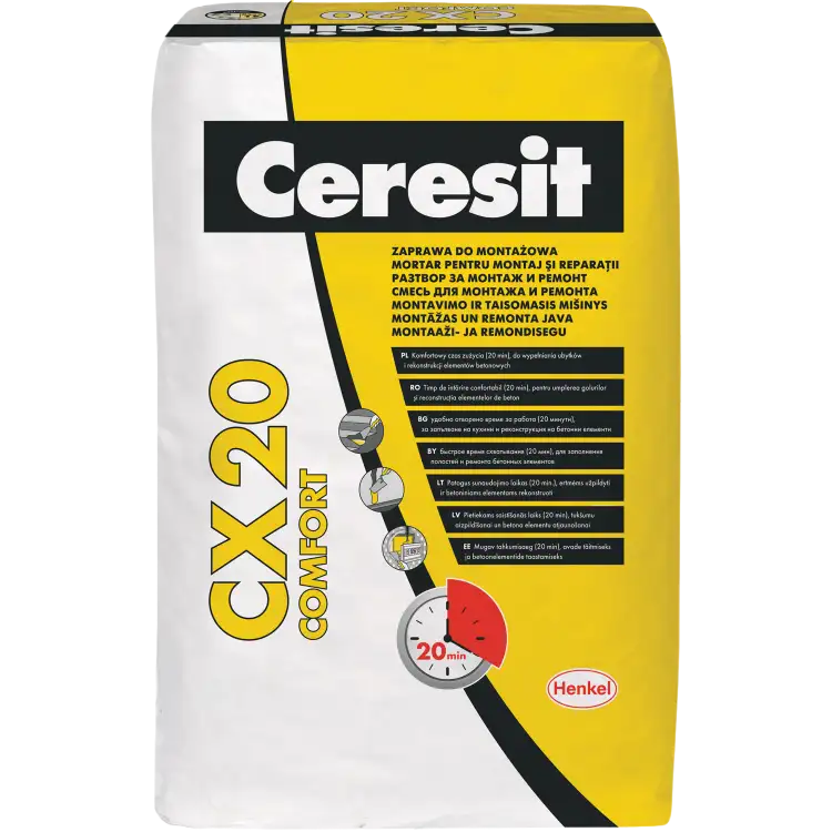 Zaprawa Cementowa Ceresit CX20 COMFORT Cement Montażowy Do Betonu 20 kg