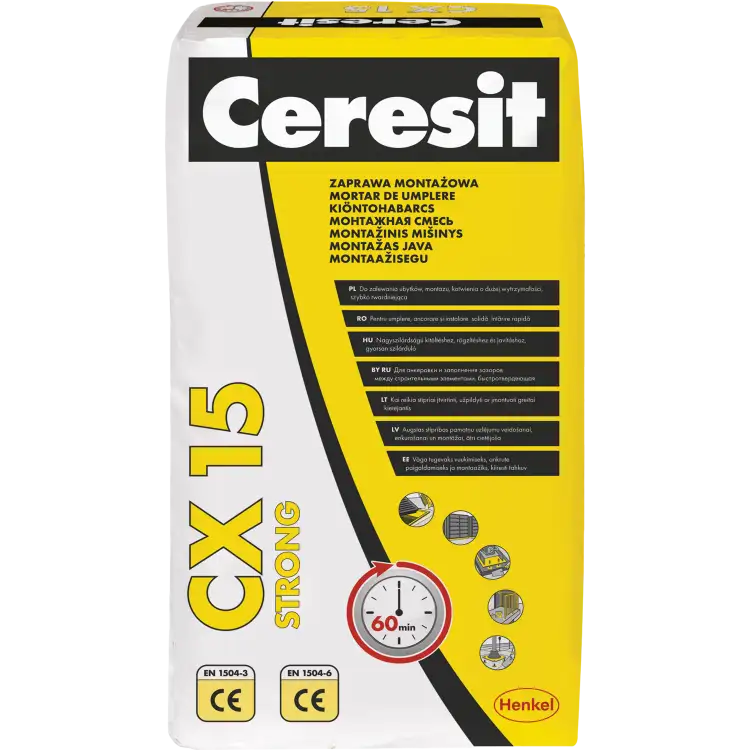 Zaprawa Cementowa Ceresit CX15 STRONG Cement Montażowy Do Betonu 25kg