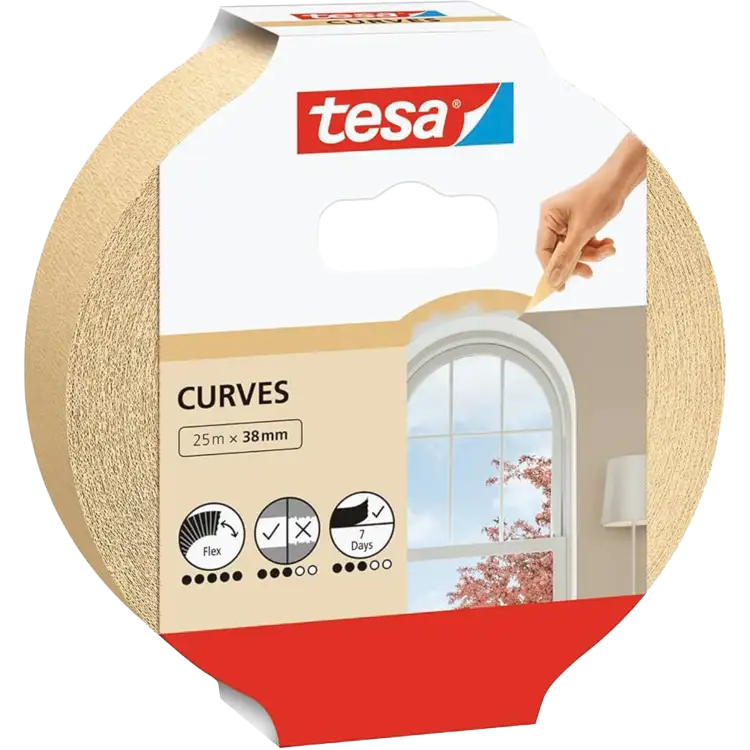 Taśma Malarska Papierowa Maskująca Tesa Do Krzywizn Elastyczna 25 m x 38 mm
