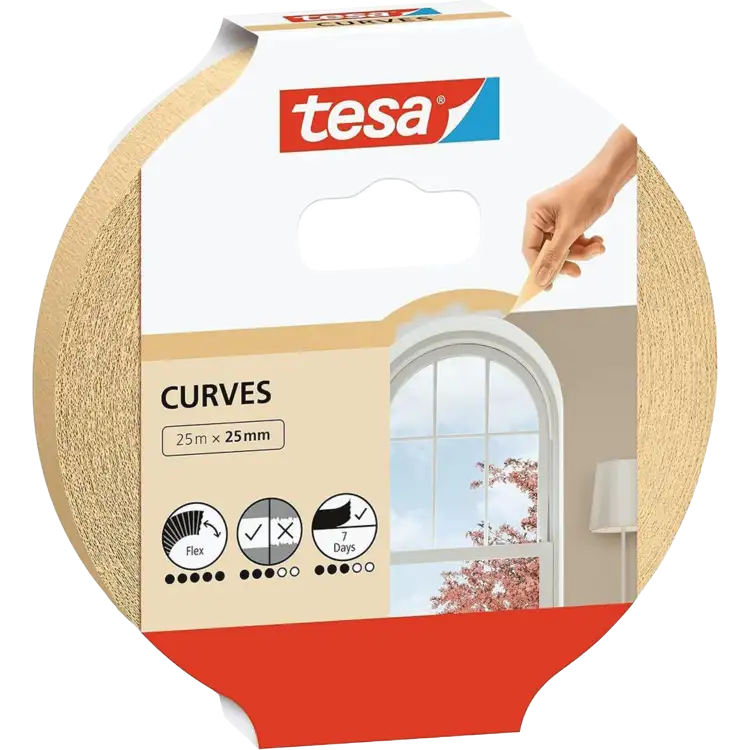 Taśma Malarska Papierowa Maskująca Tesa Do Krzywizn Elastyczna 25 m x 25 mm
