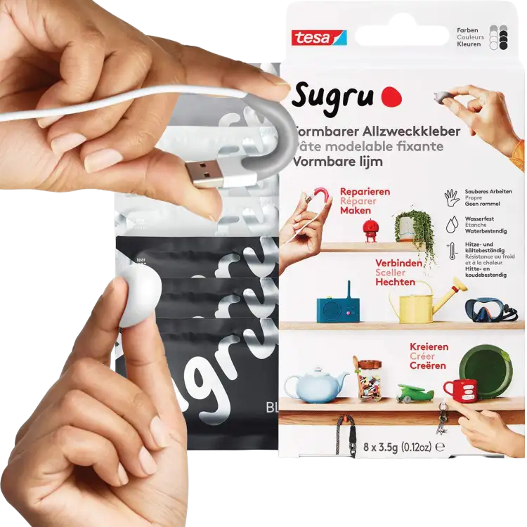 Klej Formowalny Uniwersalny Tesa Sugru Masa Naprawcza WH/BL/GR 8 szt 3,5 g
