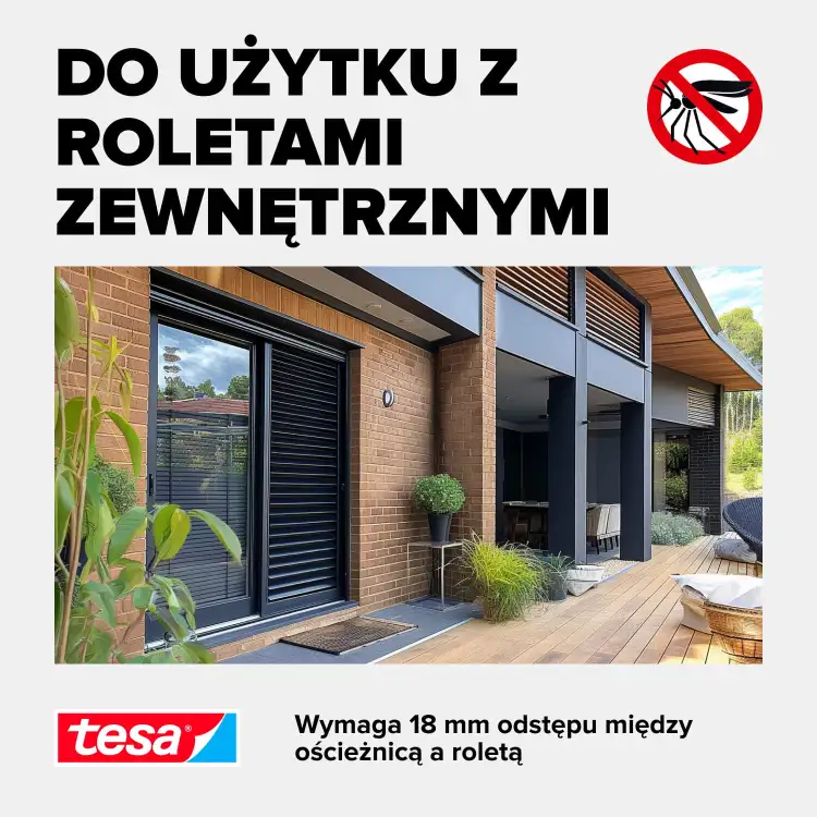Nowoczesny dom z zamontowanymi roletami zewnętrznymi oraz oknami przystosowanymi do adaptera Tesa ALU