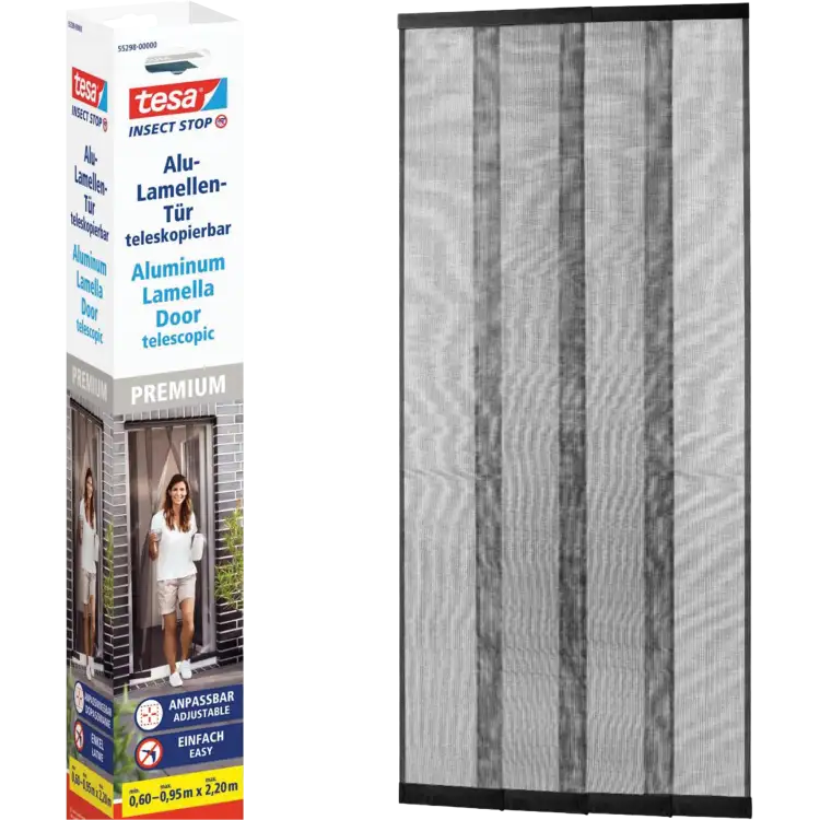 Moskitiera Na Drzwi Lamelowa Tesa Siatka Na Owady Komary 95 x 220 cm Czarna