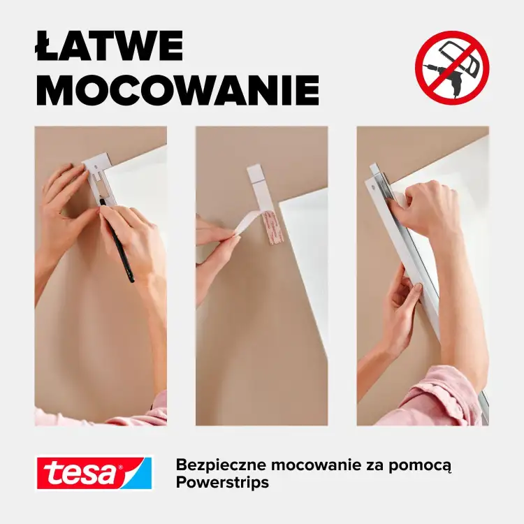 Trzyetapowy montaż moskitiery plisowanej Tesa na oknie dachowym z użyciem taśmy samoprzylepnej