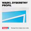 Na zdjęciu widoczny jest wąski, biały profil aluminiowej moskitiery Tesa na tle niebieskiej szyby
