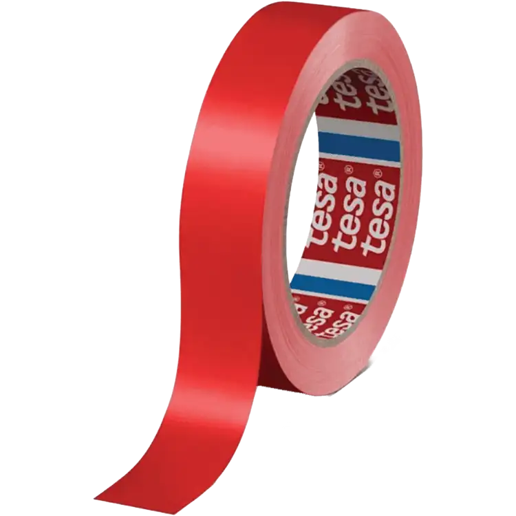 Taśma Klejąca Pakowa Tesa 60404 PVC SPVC Kauczuk 19mm x 66m Mocna Czerwona