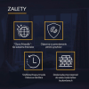 Grafika prezentuje cztery kluczowe zalety piany Tytan Super Plus do zastosowań budowlanych