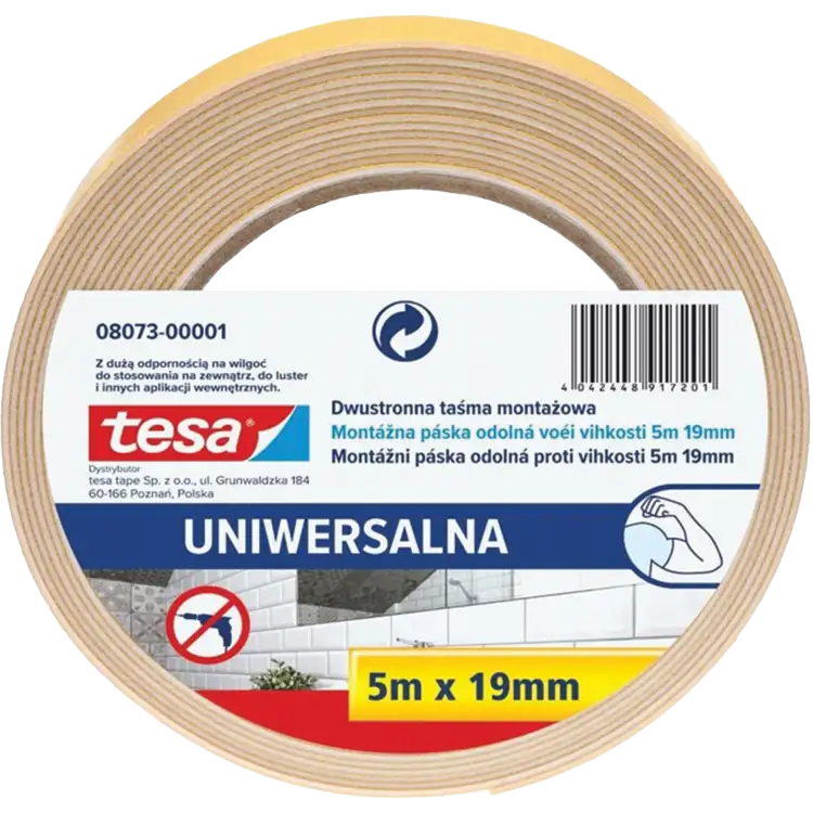 Dwustronna Taśma Klejąca Montażowa Samoprzylepna Tesa 19mm x 5m Piankowa