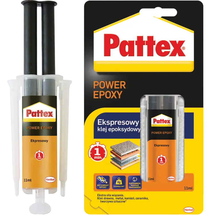 Klej Epoksydowy Ekspresowy Pattex Power Epoxy Mocny Uniwersalny 1 min 11 ml