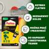 Opakowanie Pattex Special do tkanin prezentowane na tle kolorowych ubrań i ikon zalet produktu