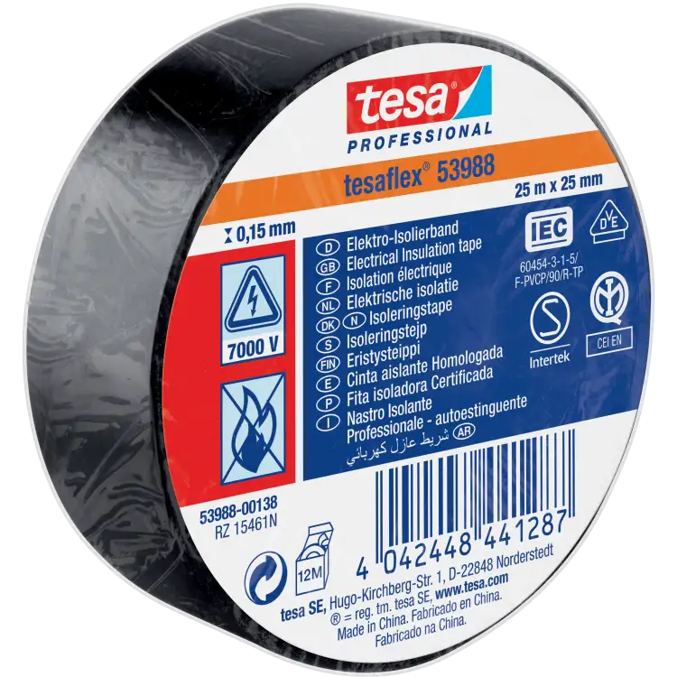 Taśma Izolacyjna PCV Tesa Mocna Samoprzylepna Izolacja 25 mm x 25 m Czarna