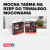 Opakowania rzepu montażowego Tesa prezentowane na jasnym tle z wyraźnie widocznym brandingiem