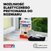 Na zdjęciu rolka białego rzepu Tesa leży na parapecie obok okna z widoczną siatką