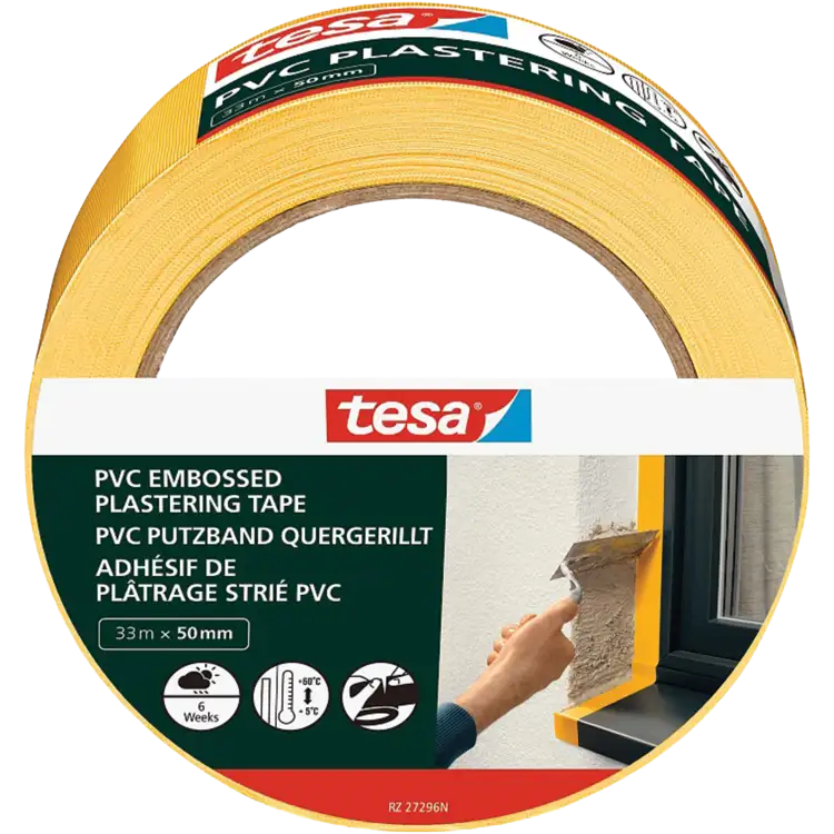 Taśma Tynkarska Elewacyjna PVC Tesa 33 m x 50 mm Mocna Budowlana Żółta