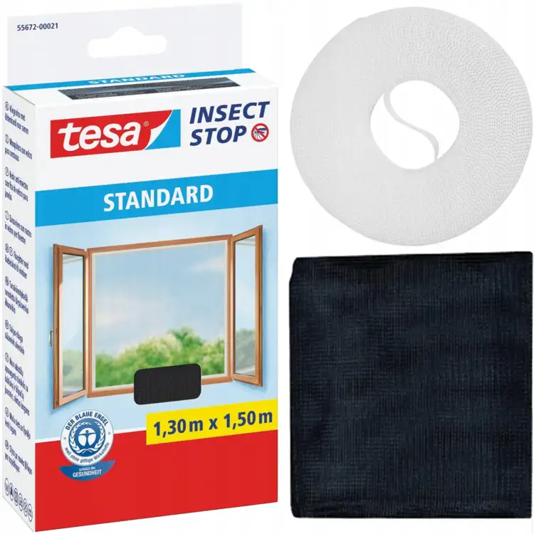Moskitiera Na Okno Tesa Standard Siatka Okienna Na Owady 130 x 150cm Czarna