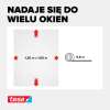 Grafika prezentuje wymiary czarnej siatki okiennej Tesa oraz długość rolki do samodzielnego przycięcia