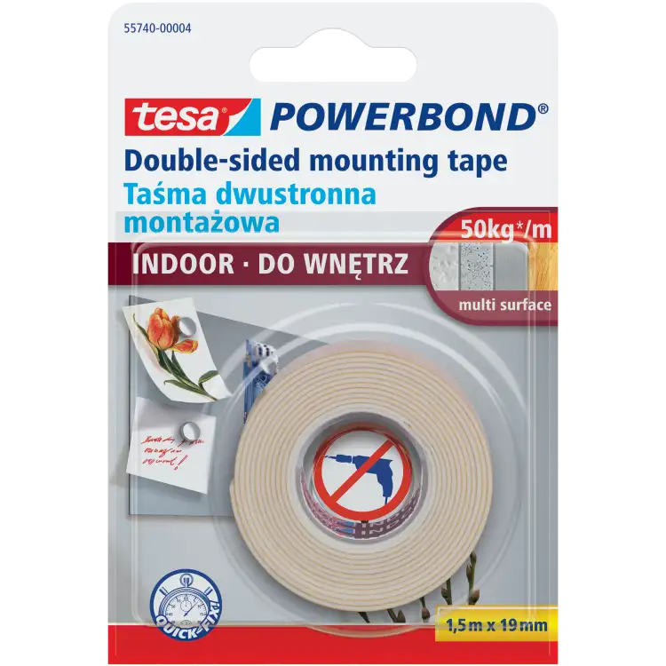Dwustronna Taśma Klejąca Montażowa Tesa 19mm x 1,5 m Do Wnętrz Piankowa