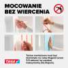 Instrukcja pokazująca jak przykleić piankową taśmę Tesa do ściany bez użycia narzędzi