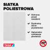 Infografika przedstawia zalety białej moskitiery Tesa na okno dachowe, podkreślając ochronę przed owadami