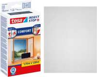 Opakowanie Tesa Comfort prezentuje czarną siatkę okienną chroniącą wnętrze przed owadami