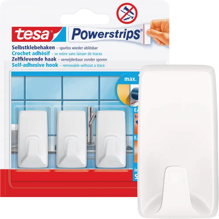 Haczyki Samoprzylepne Łazienkowe Tesa Powerstrips Do Wieszania 1kg 3 szt