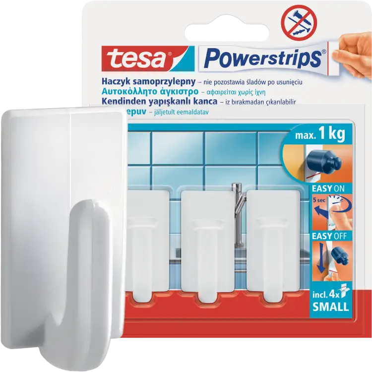 Haczyki Samoprzylepne Tesa Powerstrips Do Łazienki i Kuchni 1kg 3 szt