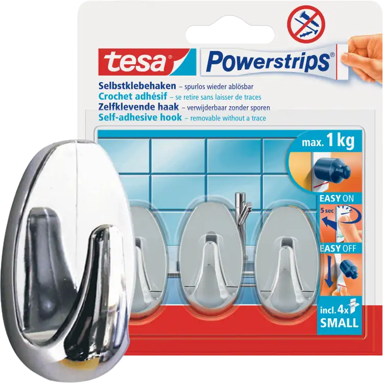 Haczyki Samoprzylepne Łazienkowe Tesa Powerstrips Do Wieszania 1kg 3 szt