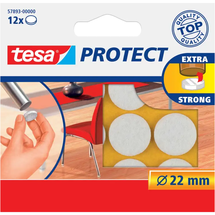 Podkładki Filcowe Samoprzylepne Tesa Filc Pod Meble Krzesła 22 mm 12 szt