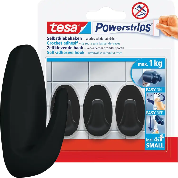 Haczyki Samoprzylepne Tesa Powerstrips Do Wieszania Dekoracji Czarne 1 kg