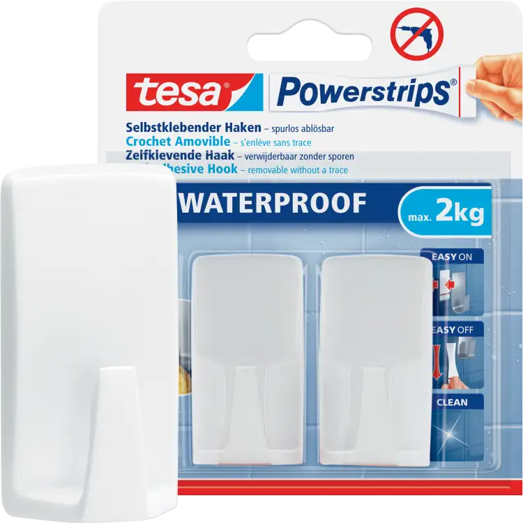 Haczyki Samoprzylepne Łazienkowe Tesa Powerstrips Do Wieszania 2 kg 2 szt