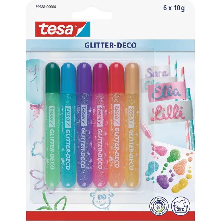 Klej Z Brokatem Tesa Candy Glitter Brokatowy Zestaw 6 Kolorów 10ml