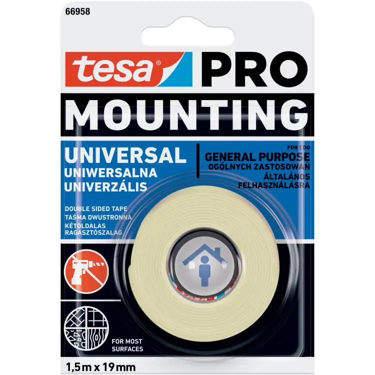 Dwustronna Taśma Klejąca Montażowa Tesa 19mm x 1,5 m Uniwersalna Piankowa
