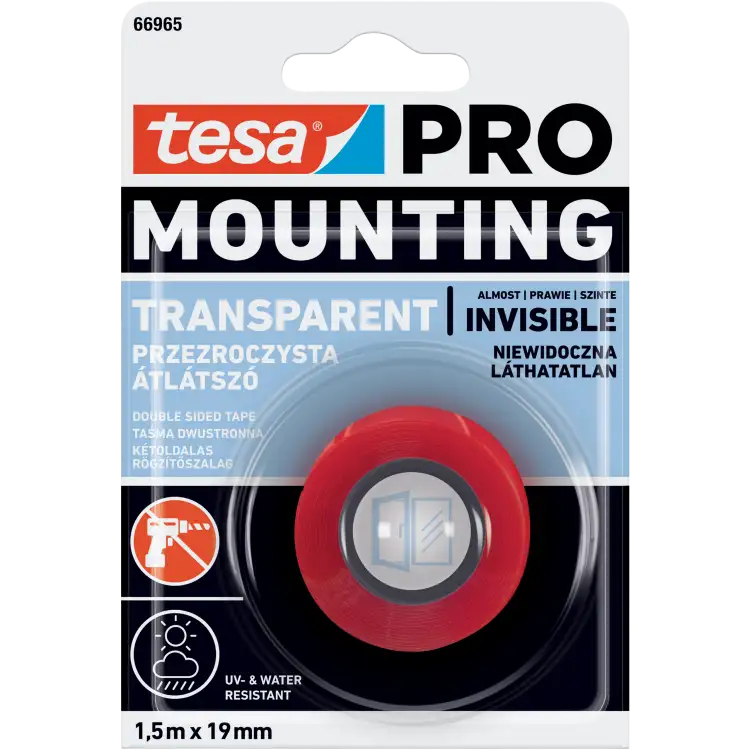 Dwustronna Taśma Klejąca Montażowa Tesa 19mm x 1,5 m Mocna Przezroczysta