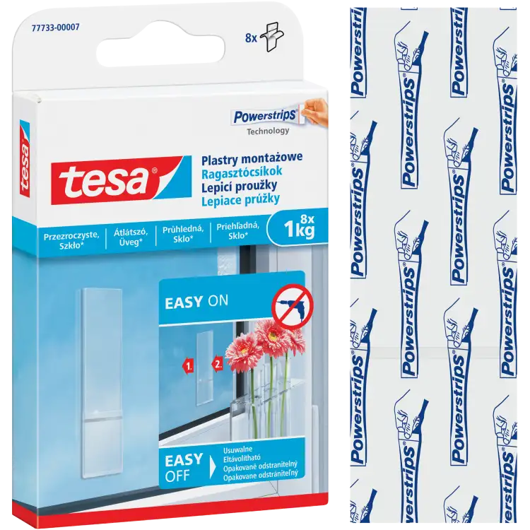 Plastry Klejące Montażowe Tesa Paski Samoprzylepne Do Szkła Okien 1kg 8 szt