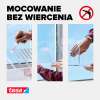 Przykład użycia przezroczystej taśmy montażowej Tesa do mocowania elementów na oknie bez wiercenia