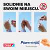 Trzy etapy montażu przezroczystego haczyka Tesa z technologią Powerstrips na gładkiej powierzchni