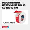 Rolka piankowej taśmy Tesa prezentowana na białym tle z widoczną czerwoną warstwą ochronną