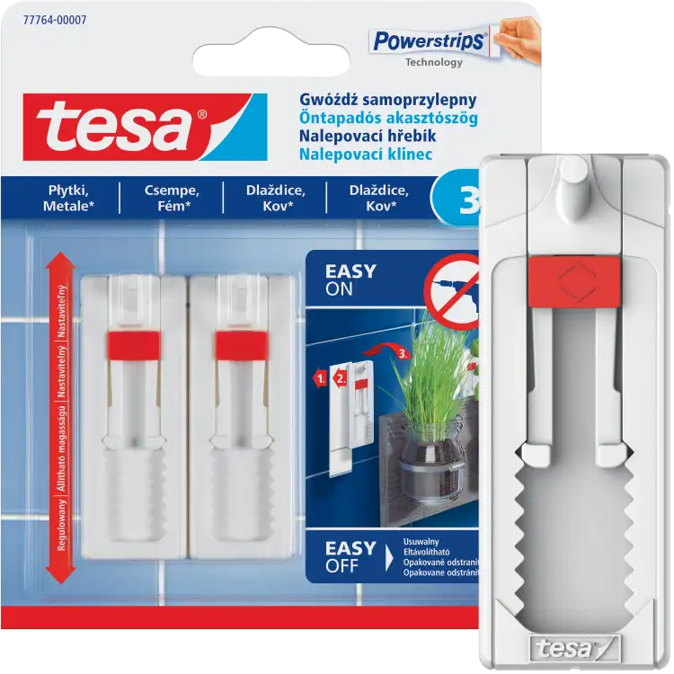 Haczyki Samoprzylepne Tesa Gwóźdź Regulowany do Dekoracji Płytek Metalu 3kg