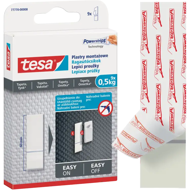 Plastry Montażowe Tesa Paski Samoprzylepne Do Tapet Tynku 0,5 kg 9 szt