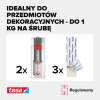 Zbliżenie na regulowaną śrubę samoprzylepną Tesa oraz paski montażowe do lekkich dekoracji