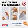Instrukcja krok po kroku pokazująca montaż haczyka samoprzylepnego Tesa Gwóźdź do obrazów na tapecie