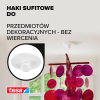 Biały haczyk tesa zamontowany na suficie utrzymuje dekorację bez konieczności wiercenia