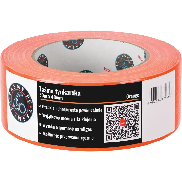 Taśma Tynkarska Malarska Elewacyjna 48mm x 50m Mocna Budowlana Pomarańczowa