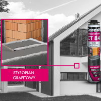 Ceresit CT84 pianoklej nakładany na płyty styropianu grafitowego podczas ocieplania ściany zewnętrznej