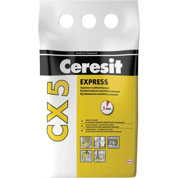 Zaprawa Cementowa Szybkowiążąca Ceresit CX5 Cement Montażowy Do Betonu 5 kg