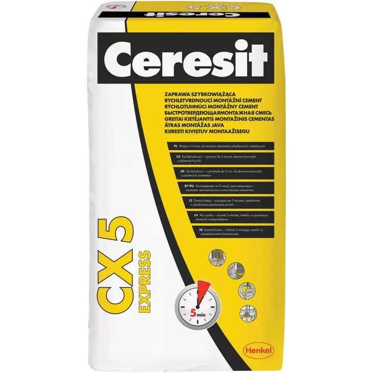 Zaprawa Cementowa Szybkowiążąca Ceresit CX5 Cement Montażowy Do Betonu 25kg