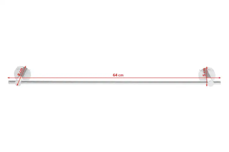 Chromowany wieszak Tesa na ręczniki zamontowany na białej ścianie prezentuje minimalistyczny design