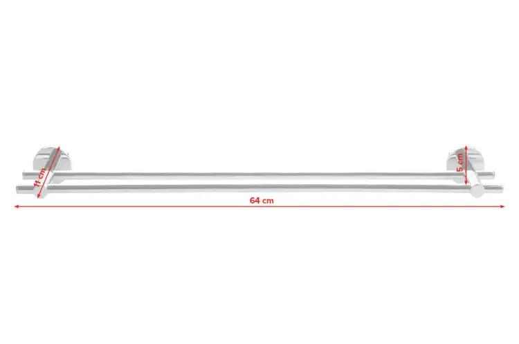 Chromowany podwójny wieszak Tesa prezentuje minimalistyczny design do nowoczesnej łazienki