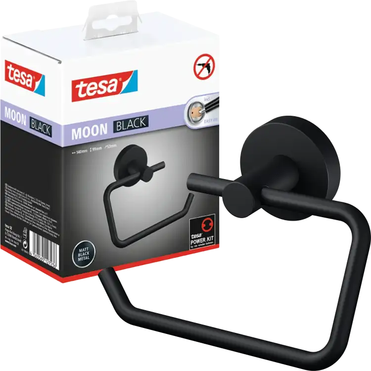 Uchwyt Na Papier Toaletowy Samoprzylepny Wiszący Tesa MOON BLACK Metalowy